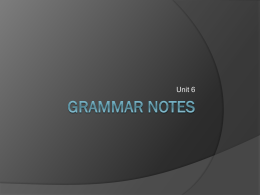 Grammar Notes