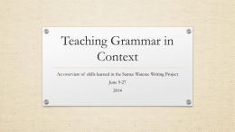Teaching Grammar in Context PD