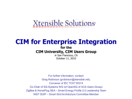 CIM for Enterprise Integration - IEC 61968 Series - CIMug