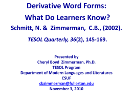 Derivative word forms: What do learners know?