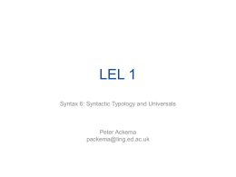 LEL 1 Syntax 6 slides - Linguistics and English Language