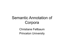 Semantic Annotation of Corpora