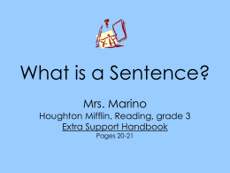 What is a Sentence? - Etiwanda E
