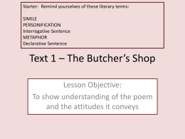 Text 1 – The Butcher`s Shop