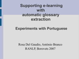 Supporting e-learning with automatic glossaryextraction