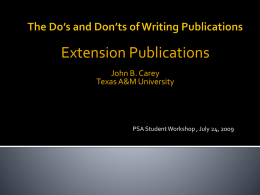 The Do’s and Don’ts of Writing Publications