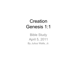 Creation Genesis 1:1 - Greater Centennial A.M.E. Zion Church