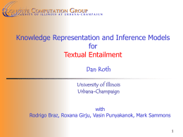 Textual Entailment: Knowledge Representation and Inference