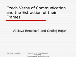Czech Verbs of Communication and the Extraction of their
