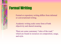 Formal Writing - University of Kansas