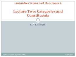 Linguistics Tripos Part One, Paper 2 Lecture Two