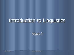 Introduction to Linguistics - Yogyakarta State University