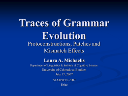Traces of Grammar Evolution - University of Colorado Boulder