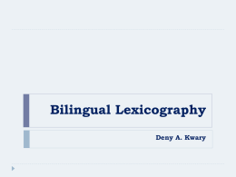 Bilingual Lexicography - Kwary's Free Resources
