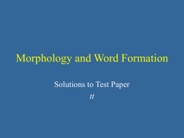 Morphology and Word Formation
