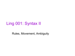 Ling 001: Syntax II