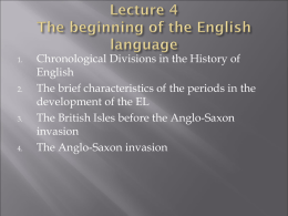 Lecture 4 The beginning of the English language