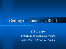 Getting the Language Right, Chapter 10