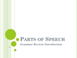 Parts of Speech - Greer Middle College Charter