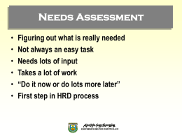Needs Assessment - Training and Development