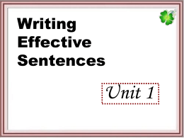 Writing Effective Sentences - 樹德科技大學 Shu