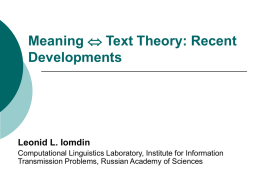 Methods and Theories in Linguistics - uni