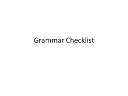Grammar Checklist