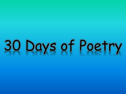 30 Days of Poetry - Old Tappan Public Schools