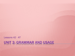 Unit 3: Grammar and Usage