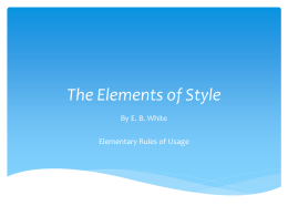 The Elements of Style - APE LIT Survival Guide