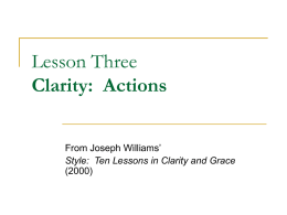 Lesson Three Clarity: Actions