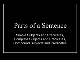 Parts of a Sentence - Northwestern School District