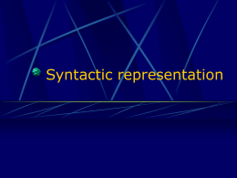 Syntactic representation - University of Edinburgh