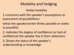 Modality and hedging - Roma Tre University