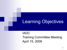 Learning Objectives - IADC