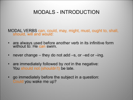 MODALS - INTRODUCTION