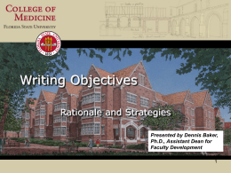 Writing Objectives - Florida State University College of