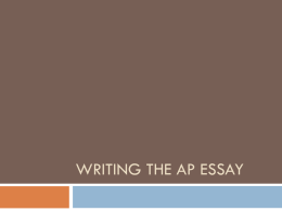 WRITING the AP Essay - Arlington Public Schools