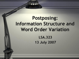 Postposing: Information Structure and Word Order Variation