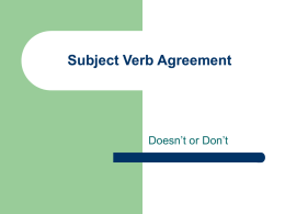 Subject Verb Agreement