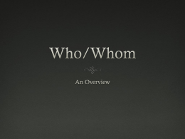 Who/Whom - Academics
