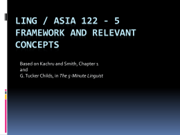Lecture 3 - Framework and Concepts