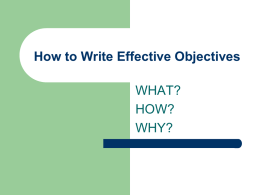 How to Write Effective Objectives