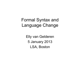Formal Syntax and Language Change