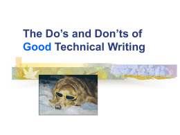The Do`s and Don`ts of Good Technical CONTENT