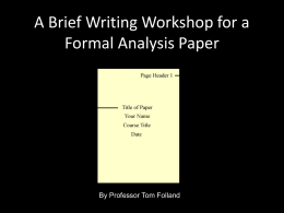 Writing Workshop for Formal Analysis