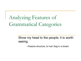Susan`s Powerpoint slides on Sag et al., Chapter 3