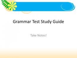 Grammar Test Study Guide - Jessamine County Schools
