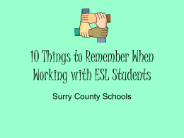 10 Things to Remember When Working with ESL Students