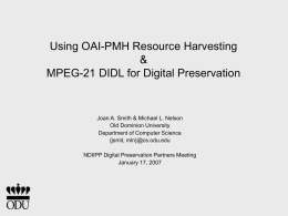 Using OAI-PMH Resource Harvesting & MPEG